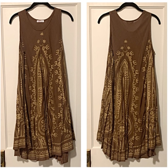 SOHO CHICK BROWN & GOLD SLEEVELESS SHIFT DRESS XL - Picture 3 of 8